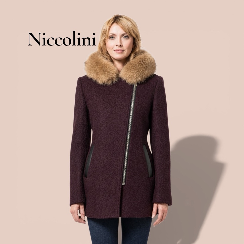 Women's Plum Teddy Jacket with Faux Fur Collar